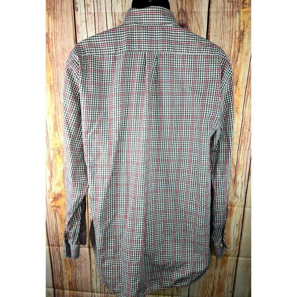Peter Millar Mens Red & Brown Plaid Button-Down Long-Sleeve Shirt XL - Picture 3 of 7